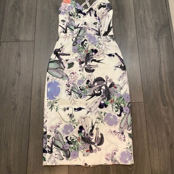 ERDEM Floral Bird Print Midi Dress Size 4 - Picture 2 of 9